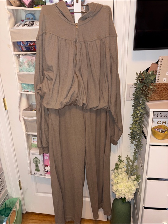 aerie Pants - aerie Taupe Hooded Zip sweatsuit